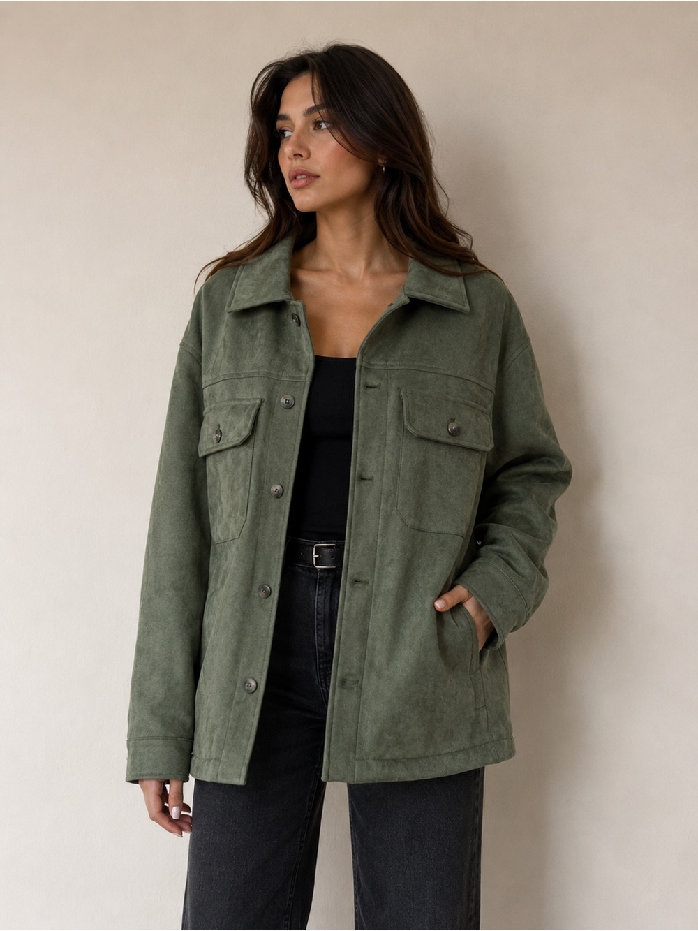 INDUSTRY Olive Faux Leather Jacket